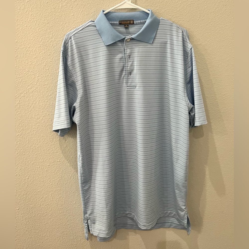 Peter Millar Sky Blue Striped Polo Shirt